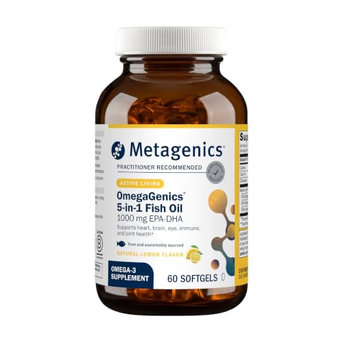 Metagenics OmegaGenics Omega-3 1000mg 60-softgel bottle — the only single-softgel high potency pick here