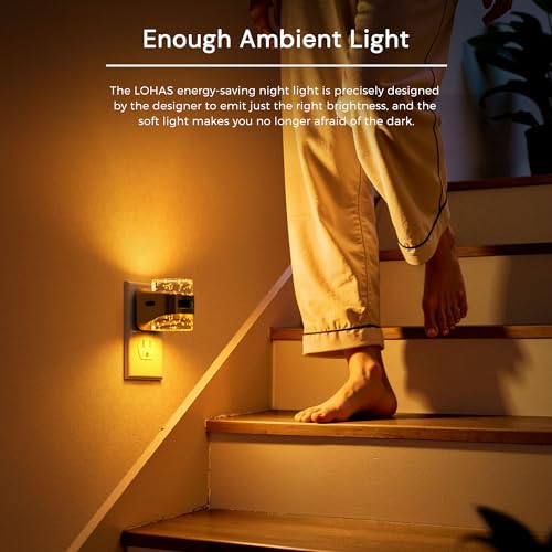 Image of L LOHAS LED Motion Sensor Night Light,2 Pack 5CCT Color Temperature Change Night-Light,Dimmable Night Lights Plug into Wall, Acrylic Bubble Nightlight with Dusk to Dawn Sensor for Bathroom Hallway