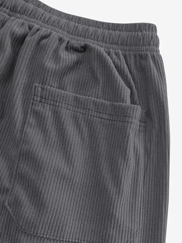 Image of Hidkat Mens Corduroy Casual Pants Fashion Loose Fit Wide Leg Pants Straight Sweatpants Elastic Waist Drawstring
