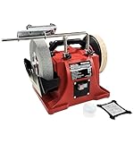 LUMBER JACK Whetstone Wet Stone Sharpener System 200mm with Leather Honing Wheel, Electric Grinding & Polishing Tool 180W