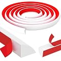 Innconee 240 Inch Flexible Quarter Round Molding, Peel and Stick Quarter Round Rubber Trim Molding Self Adhesive Wall Corner Trim Molding for Wall Edge Corner Cabinet Edge Countertop, White