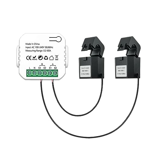 cogae Tuya Smart 2 Way WiFi Energy Meter Bidirection Monitor Solar Produced and Consumed Power Meter + Clamp App AC110V 240V (2CT)