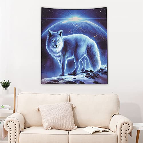 Chifave Wolf Tapestry, Premium Space 50"x 60" Tapestry Wild Wolf Art Tapestry Wall Decor Galaxy Moon Tapestry Wall Hanging Tapestry for Bedroom Living Room Dorm Tapestry