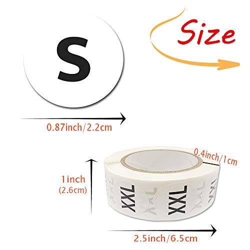 3500 PCS 7/8" Clothing Size Stickers,Round Self Adhesive Size Stickers,Clothing Size Round Sticker Labels for Clothing T Shirts Retail in 7 Sizes(XS,S,M,L,XL, XXL,XXXL) - Thumbnail 2