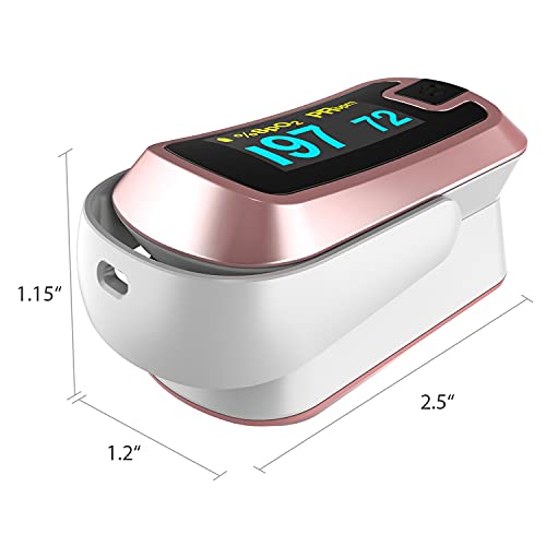 Mibest Oled Finger Pulse Oximeter, O2 Meter, Dual Color White/Rose Gold #TOP7