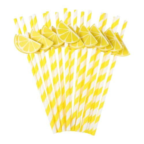 60 Pitillos de Papel Amarillo y Blanco con Rayas miniatura 1