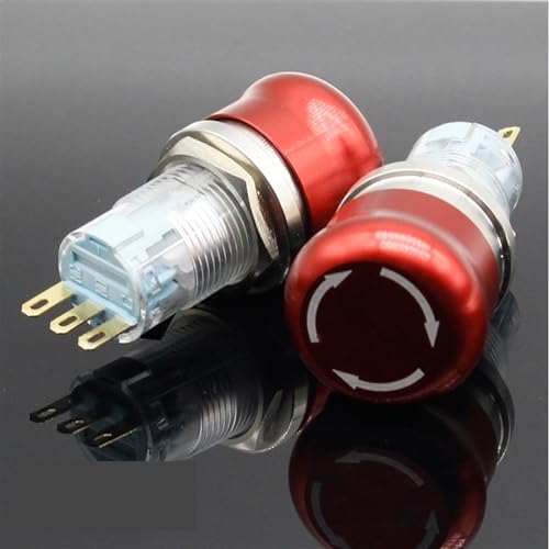 Interrupteur bouton poussoir arrêt d'urgence 16mm en acier inoxydable