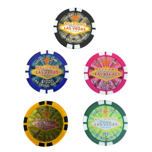 Set de 5 imanes decorativos de fichas de póker estilo Las Vegas miniatura 1