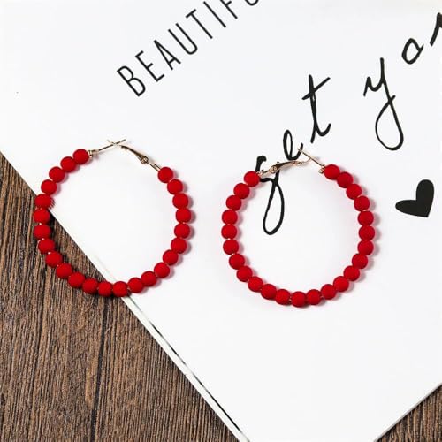 Acrylic Circle Round Beaded Hoop Earrings Bohemian Chic Colorful Resin Beaded Hoop Earrings for Womem3