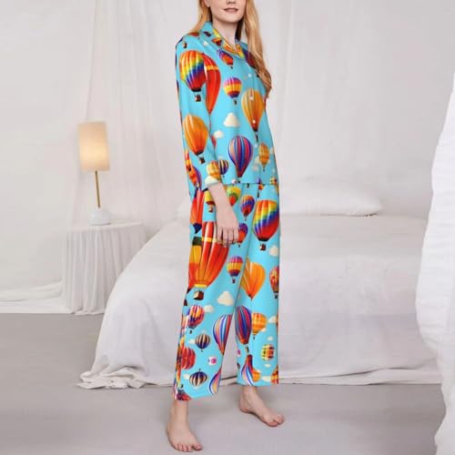 Ensemble pyjama 2 pièces confortable vêtements de nuit imprimé montgolfières