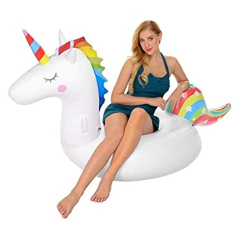 Shyneer Giant Inflatable Unicorn Pool Float for Adults & Kids - Swimming Pool Ride-On Toy for Parties Summer Holiday (2#) Cover