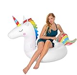 Shyneer Bonabon Pool Floß Einhorn Riesen Aufblasbares Einhorn Schwimmreifen Grosse Einhorn Regenbogen Geeignet mit speziellen schnell Ventilen Für Kinder,Erwachsene