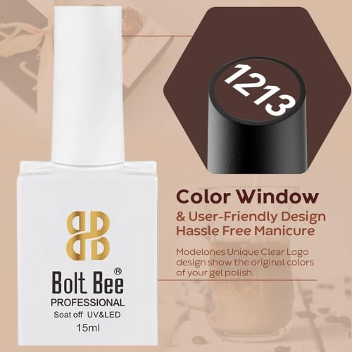 Image of DUDUSTRONG Bolt Bee Gel Glossy Finish Nail Polish Kit Gel Nail Polish - 6 Colors Skin Tone Brown Nude Gel Polish Brown Neutral For Women Mom (A1-Caramel Collector (135+136+120+62+07+02)), 90 Ml