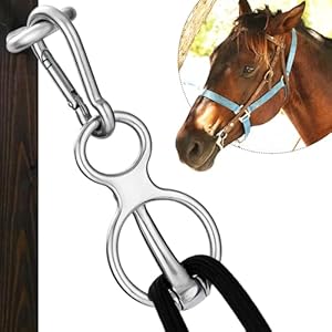 Horse Tie Ring, Humane Way Magnetic Tie Ring, Stainless Steel Magnetic Ring for Tying and Retracting, Helps Horse Pull Back and Releases Stress(Silver)