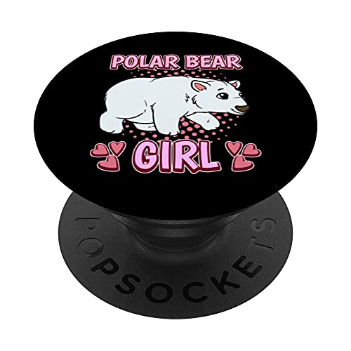 Womens Polar Bear Girl Polar Bear PopSockets Swappable PopGrip, Black