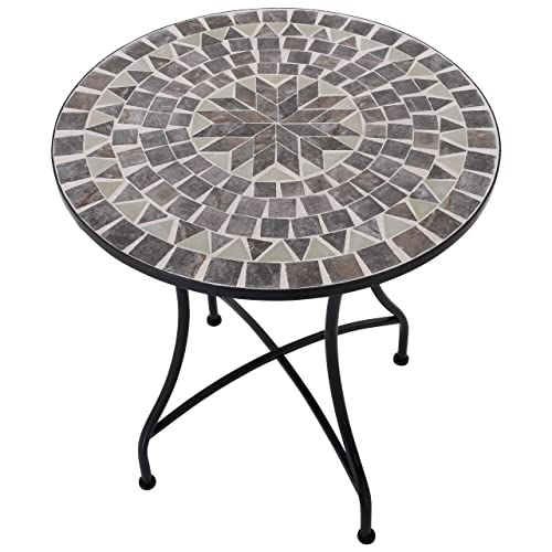 MACOShopde by MACO Möbel Raburg Mosaiktisch Mayla in BLAU-GRAU-Mint - Metallgestell in SCHWARZ, Gartentisch, rund, 60 cm ø, 72 cm hoch, filigranes Mosaikmuster, liebevolle Handarbeit Cover