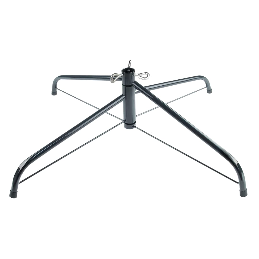 EVRE Christmas Tree Stand Folding Iron Metal Base Holder with Rubber Foot Pads & Eye Bolt Screws, Replacement stand for 4ft to 8ft Xmas 40cm