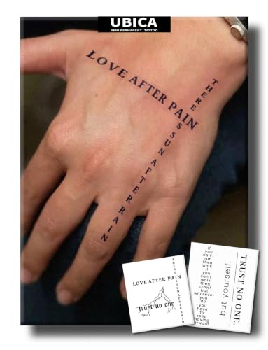 UBICA Words Scripts Semi Permanent Tattoo Minimalist 2 Sheets