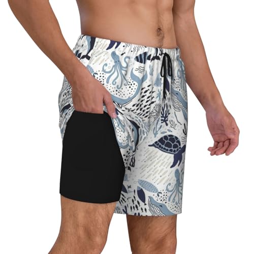 Bañador transpirable para hombre pantalones cortos con forro de malla para surf y playa 3