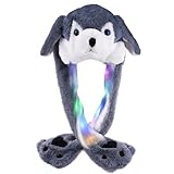 Arcimatto Animal Hat Plush Husky Dress Up Cosplay Party Christmas Holiday Cute Cap for Kids Adults (Grey Husky)