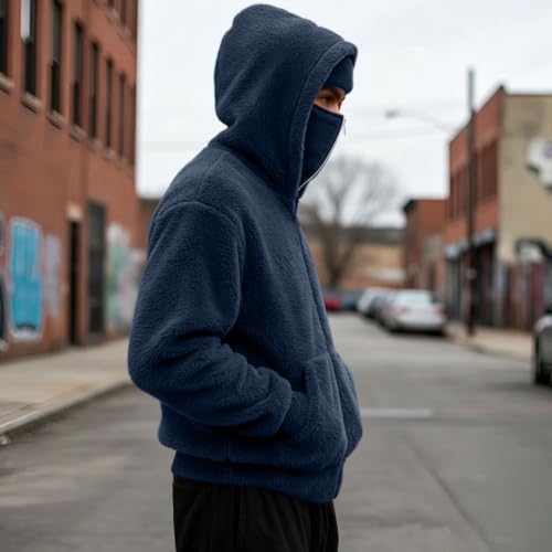 Zip up Hoodie for Men Casual Fleece Fuzzy Coats Soft Warm Outwear - image 3