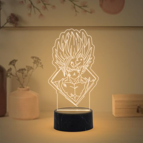 GIFTMEBAZAR 3D Illusion Anime LED Desk Table Lamp with Warm White Light & USB Powered | Anime Lover Gift | Birthday Gift for Anime Fans | Anime Home Decor Light (Dragonballz987)
