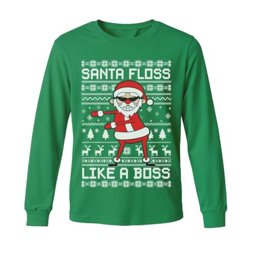 Tstars Game On Santa Christmas Long Sleeve Shirt Kids Youth Green Small