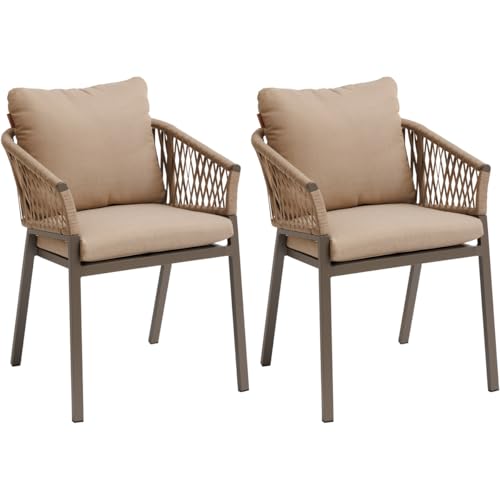 Hespéride - Set di 2 poltrone da giardino oriengo in alluminio e rete intrecciata, Honey e pralina