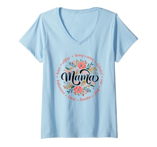 Mujer Camisa retro para mamá, flores atrevidas, Groovy Colorful Mom Circle Camiseta Cuello V