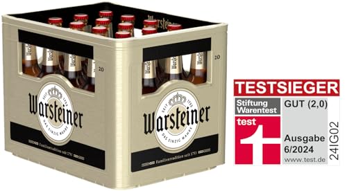 Warsteiner Premium Pilsener Alkoholfrei Flaschenbier, MEHRWEG im Kasten, Alkoholfreies isotonisches Pils Bier, 20er Kiste (20 x 0.5 l)