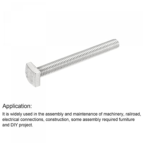 Image of uxcell Square Head Bolt, 5pcs M8x70mm Fully Thread 304 Stainless Steel Grade C Square Machine Screws