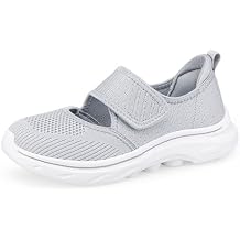 ihinzry Womens Walking Shoes Orthopedic Shoes Lightweight Breathable Knitted Loafers Hook and Loop Sneakers