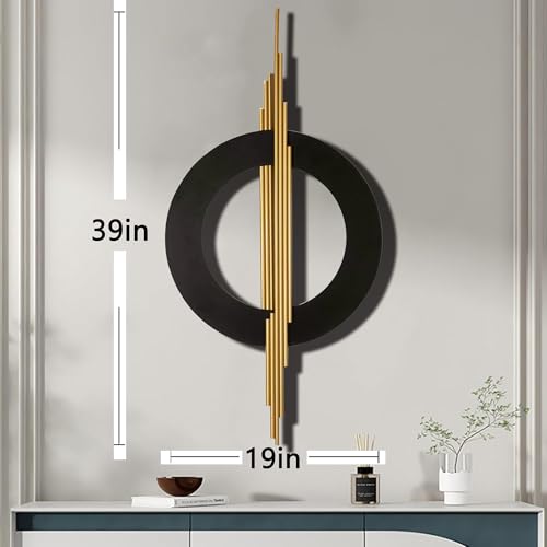 JFUJFU Large Black & Gold 3d Metal Wall Art with Geometric Round for Home - Image 3