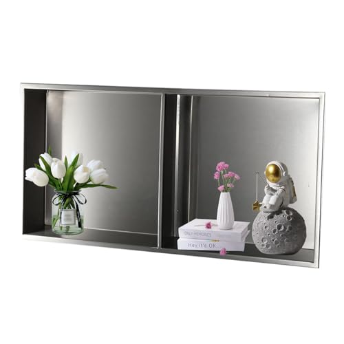 Niche de douche encastrée 320x320 étagère murale inox salle de bain rangement shampoing