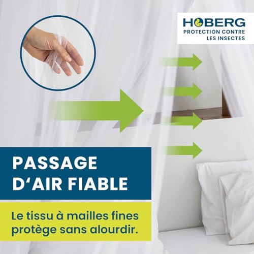 HOBERG Moustiquaire de Voyage | Moustiquaire XXL pour lit bébé, lit Simple et lit Double | Tente moustiquaire d'extérieur 400 Mesh pour Balcon | Auvent Anti-Insectes à Coller ou à Visser - 60 cm Ø – vue 6