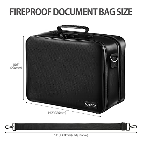 Oumoda Lockable Fireproof Document Bag, Important Document Organizer Storage Holder Bag, Expandable Larger Space File Organizer Bag For Money, Cards, Passports, Fire&Water-Resistant Briefcase [Black] #TOP1