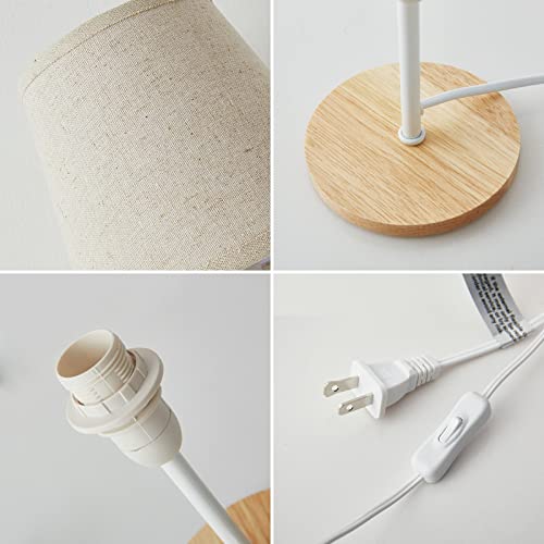 Ouxean Table Lamp, E12 Simple Desk Lamp, Small Linen Fabric Lampshade With Wooden Base, For Bedside, Reading, Kid's Room, Living Room, Colleage Dorm, Office(No Bulb) #TOP5