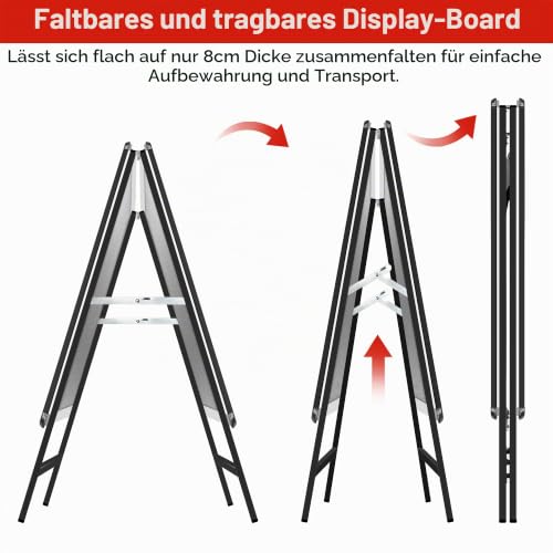 WIIGO Kundenstopper A2 – Doppelseitiger wetterfester Plakatständer, A-Rahmen Ständer Outdoor, Aufsteller für Werbung & Messen (A2, Schwarz)