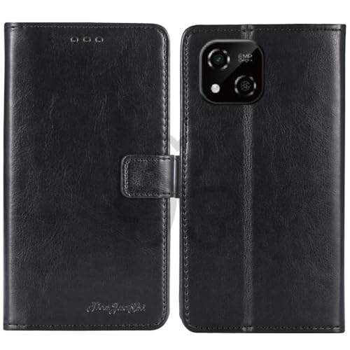 TienJueShi Noir Flip Retro Support à Rabat Cuir Housse Coque Étui Cas Couverture Protecteur Case Portefeuille Cover pour Logicom EZY 5 inch