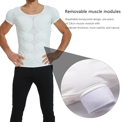 Men's Fake Muscle Shirt, Enhancers Padded Shoulder Chest T-Shirt, Invisible Shaper Underwear, Comfortable3