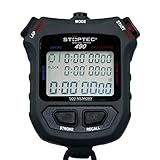 Stoptec Stoppuhr 490 (500 File Memory | Race Control | Schlagzahl | Timer) - Digital Profi Stoppuhr mit Druckpunktmechanik | spritzwasserfest