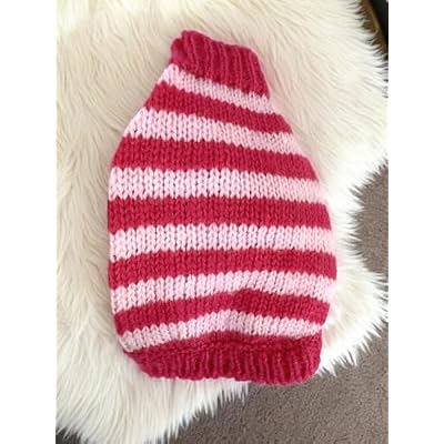 Candy Lane Pink Striped Dog Sweater XS Turtleneck Sweater with Sleeves for Teacup & Small Dogs 35 lbs Soft Cozy Lightweight Knit Pet Clothes, Handmade Puppy Outfit