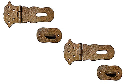 Image of Adonai Hardware inchParan inch Heavy Duty Antique Cast Iron Safety Locking Hasp and Staple(6 inch x 2 Pack, Rust Living) for Vintage Pirates Treasure Chest, Trunks, Wooden Jewelry Box, Cases, Furniture and Sheds