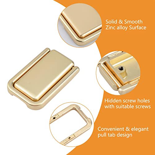 Morobor Pocket Doors Drawer Handle Flush Pull, 4Pcs Single Hole Hidden Concealed Furniture Handle With Screws Zinc Alloy Knobs For Cabinets, Closets, Drawers （Matte Gold） #TOP3