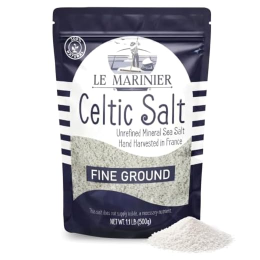 Le Marinier Celtic Salt Organic Fine Ground, 1.1lb - 18oz | Mineral Rich, 100% Natural, Unrefined French Sea Salt, Celtic Salt Organic 80+ Minerals, Hand Harvested, Cooking, Baking, Hydration (1.1lb Fine Ground)