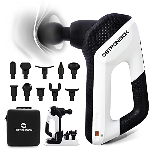 STRONGICK Massage Gun - Handheld Percussion Massager Gun, Muscle Gun for Pain Relief Includes 10 Massage Head Attachments with 31 Speed Levels, Ultra-Quiet, Travel-Friendly