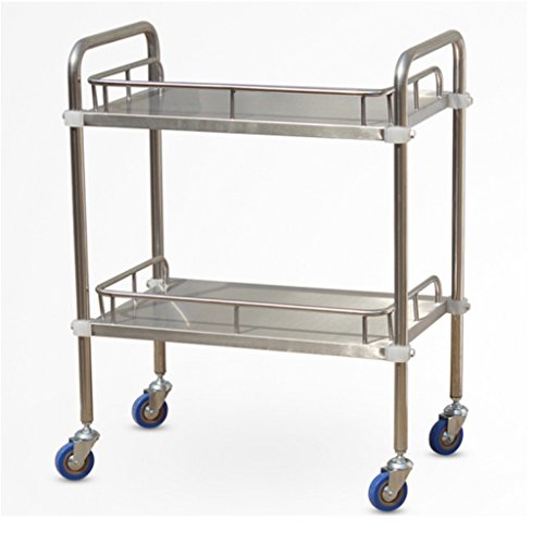YuanYu Trolley - Double Stainless Steel Medical Laboratory Equipment Equipment Cart Silent Trolley Four-wheel Beauty Salon Clinic shelf trolley (Size : 80cm)
