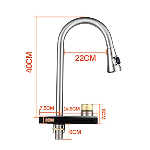 Grifo de cocina abatible de acero inoxidable monomando con rociador 2