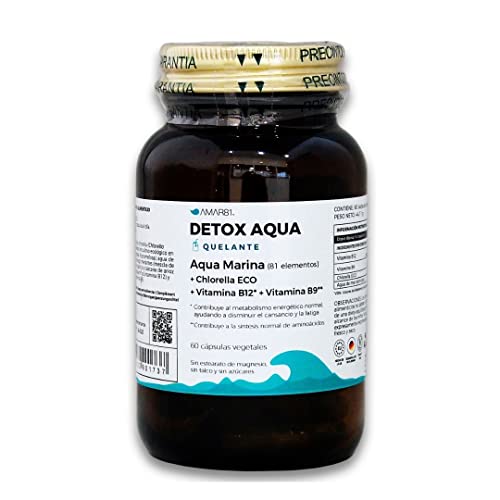 DETOX AQUA con Chlorella ECO, Vitaminas B12, B9 y extracto de agua de mar. Depurativo desintoxicante para metales pesados Cover