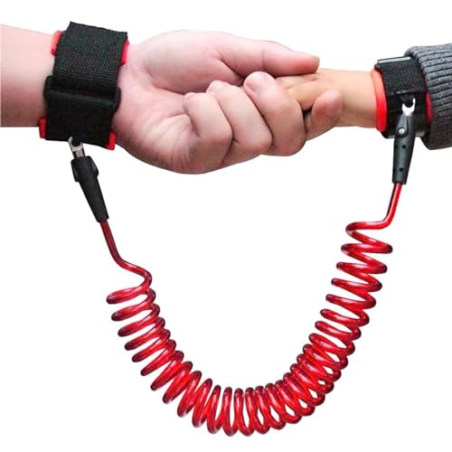 Image of Safe-O-Kid Baby Wrist Link with Key - Adjustable Strap Safety Link for Toddler, Anti-Lost Child Wrist Strap for Outdoor & Travel - Red